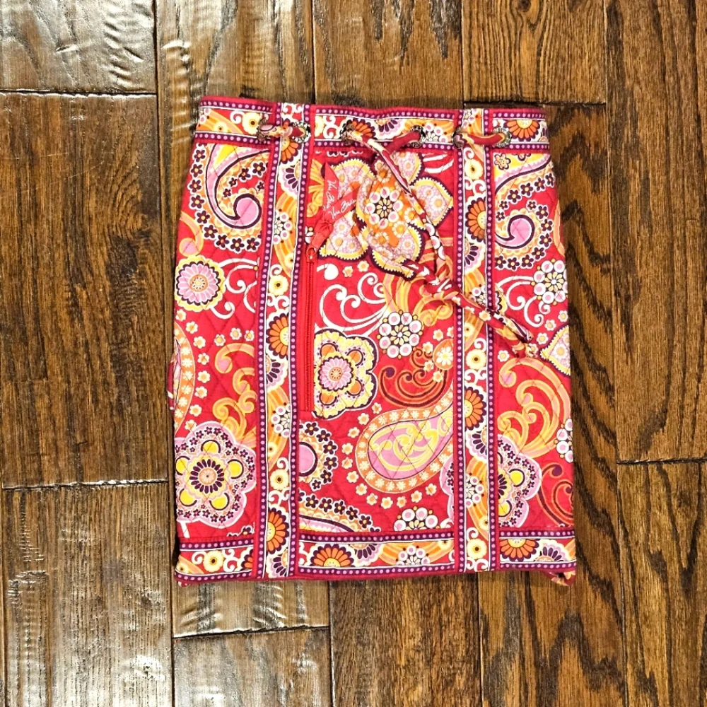 Vera Bradley Drawstring Backpack Cinch Tote Raspberry Fizz Pink Red Paisley 2008